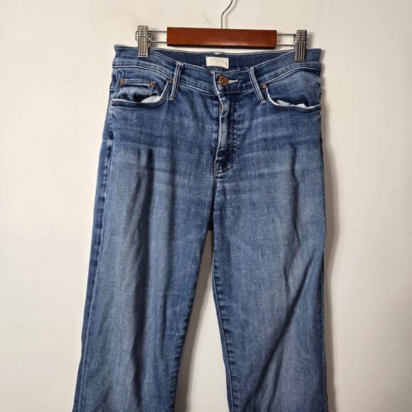 MOTHER Size 26 The Weekend Fray Hem Flare Jeans in Groovin Wash Women's - Picture 6 of 15